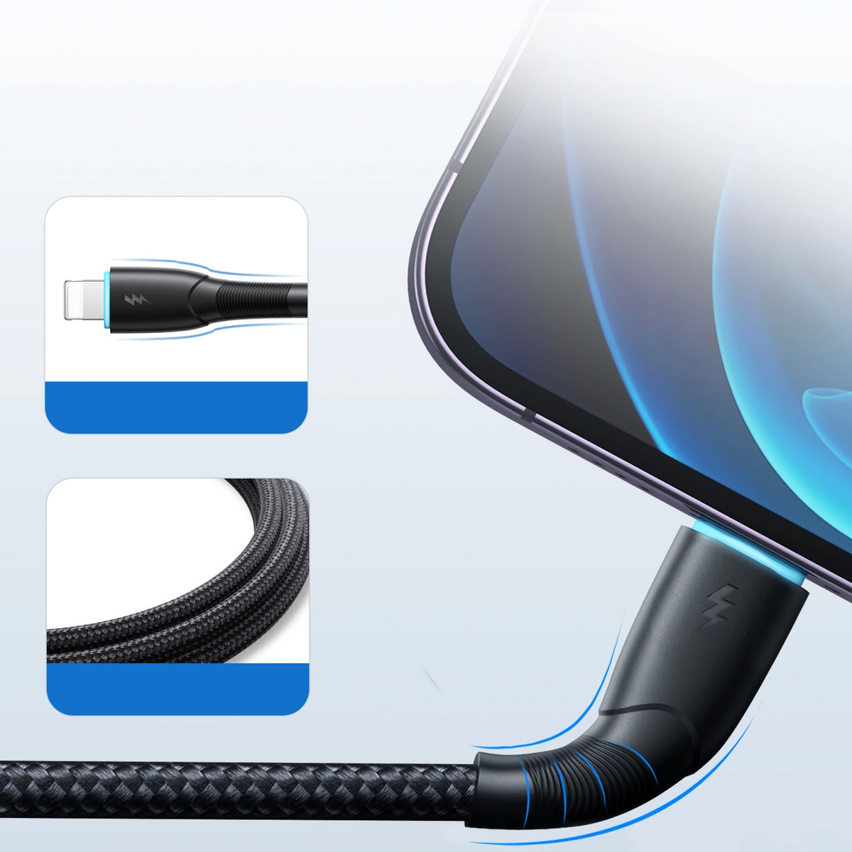 Joyroom SA32-AL3 USB-A–Lightning-datakaapeli ja latauskaapeli, 18 W, 1 m, musta