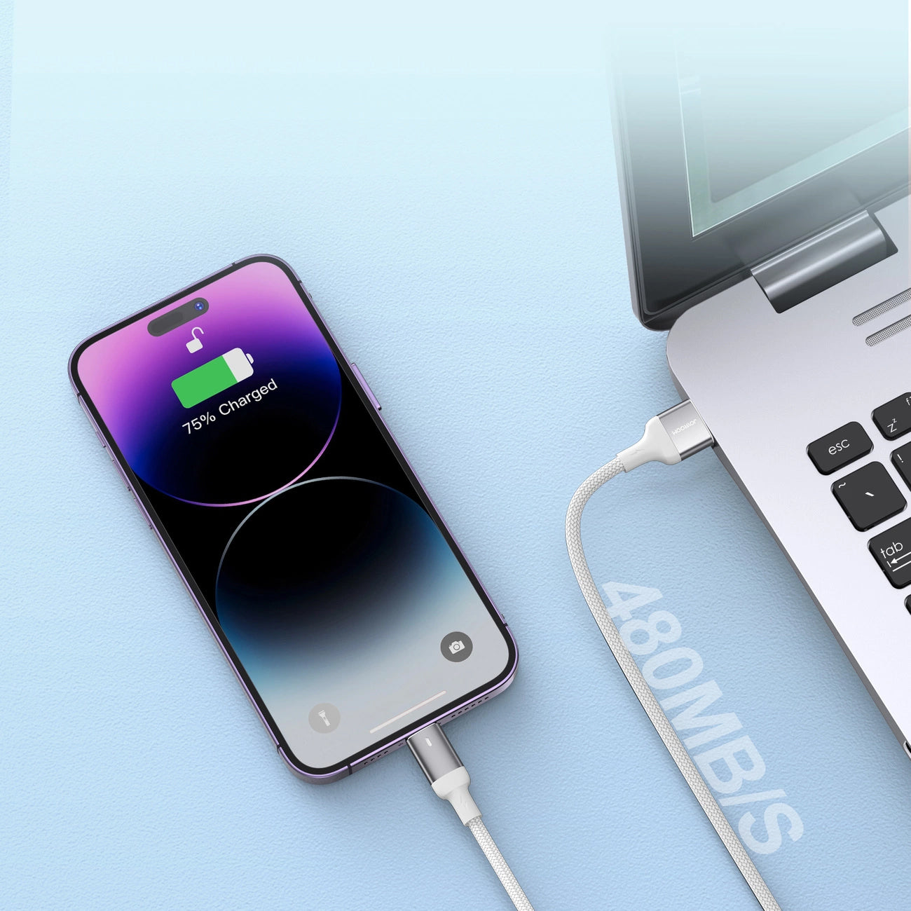 USB-A - Lightning Joyroom A10 -data- ja latauskaapeli, 18W, 1.2m, Valkoinen