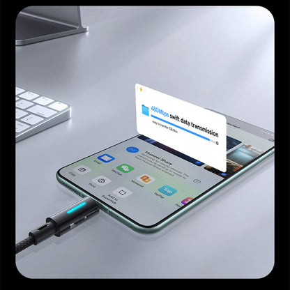 USB-A - USB-C Baseus Lit Button Control -data- ja latauskaapeli, 100W, 2m, Musta P10379002121-01