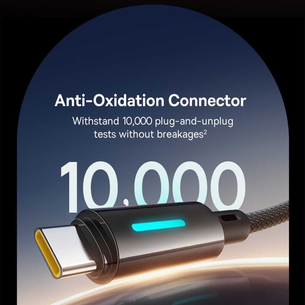 USB-A - USB-C Baseus Lit Button Control -data- ja latauskaapeli, 100W, 2m, Musta P10379002121-01