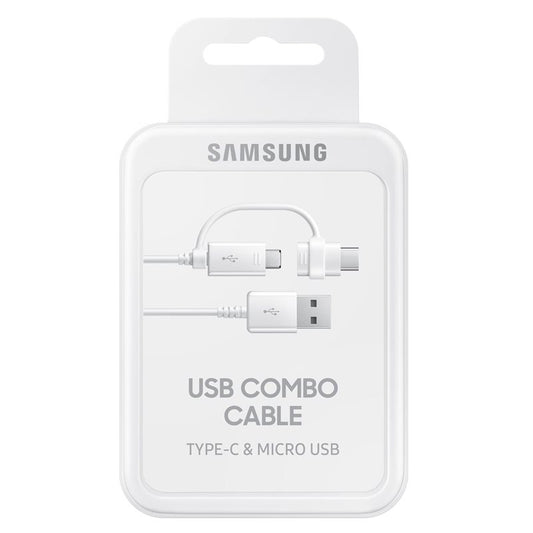 Tieto- ja latauskaapeli USB-A - USB-C / microUSB Samsung Combo 2in1, 18W, 1.5m, valkoinen EP-DG930DWEGWWWWW