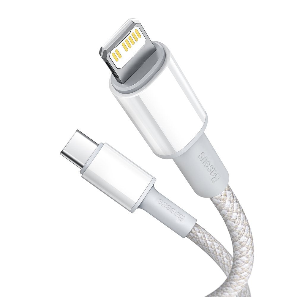 USB-C - Lightning Baseus High Density Braided data- ja latauskaapeli, 20W, 2m, valkoinen CATLGD-A02