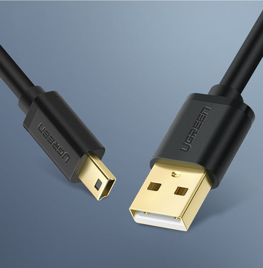 USB-A - miniUSB UGREEN US132 -data- ja latauskaapeli, 2m, Musta