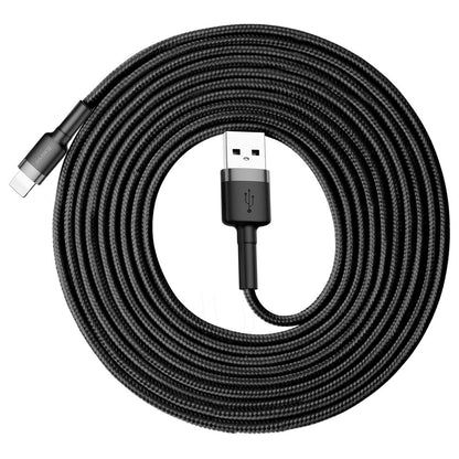 USB-A - Lightning Baseus Cafule -data- ja latauskaapeli, 18W, 3m, Harmaa CALKLF-RG1