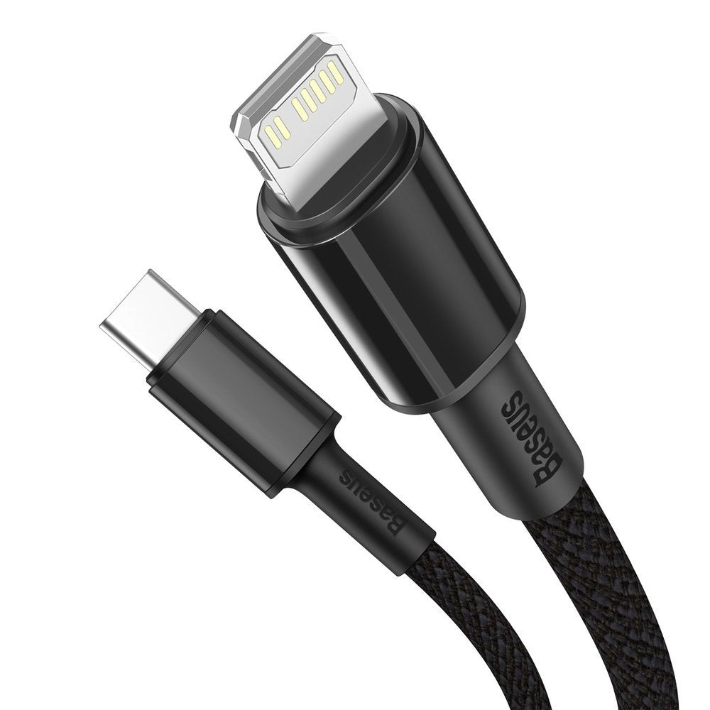 USB-C - Lightning Baseus High Density Braided -tietojen siirto- ja latauskaapeli, 20W, 2m, musta CATLGD-A01