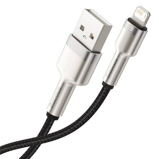 Data- ja latauskaapeli USB-A - Lightning Baseus Cafule Metal Series, 18W, 2m, Musta CALJK-B01