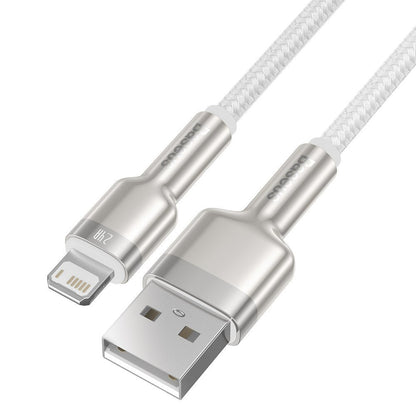 USB-A - Lightning Baseus Cafule Metal Series -data- ja latauskaapeli, 18W, 2m, Valkoinen CALJK-B02