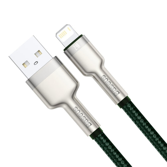 USB-A - Lightning Baseus Cafule Metal Series -data- ja latauskaapeli, 18W, 1m, Vihreä CALJK-A06
