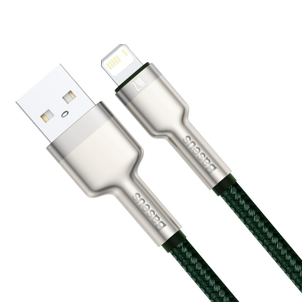 USB-A - Lightning Baseus Cafule Metal Series -data- ja latauskaapeli, 18W, 2m, vihreä CALJK-B06