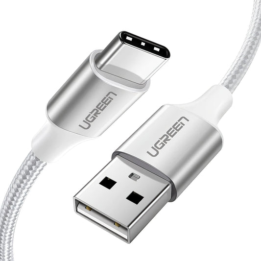 USB-A - USB-C UGREEN US288 -kaapeli, 18W, 2m, Valkoinen