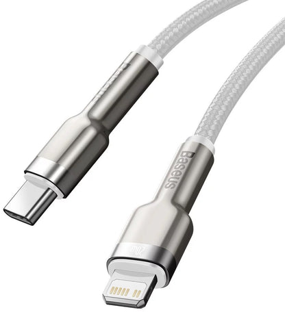 USB-C - Lightning Baseus Cafule Metal Series -kaapeli, 20W, 2m, Valkoinen CATLJK-B02