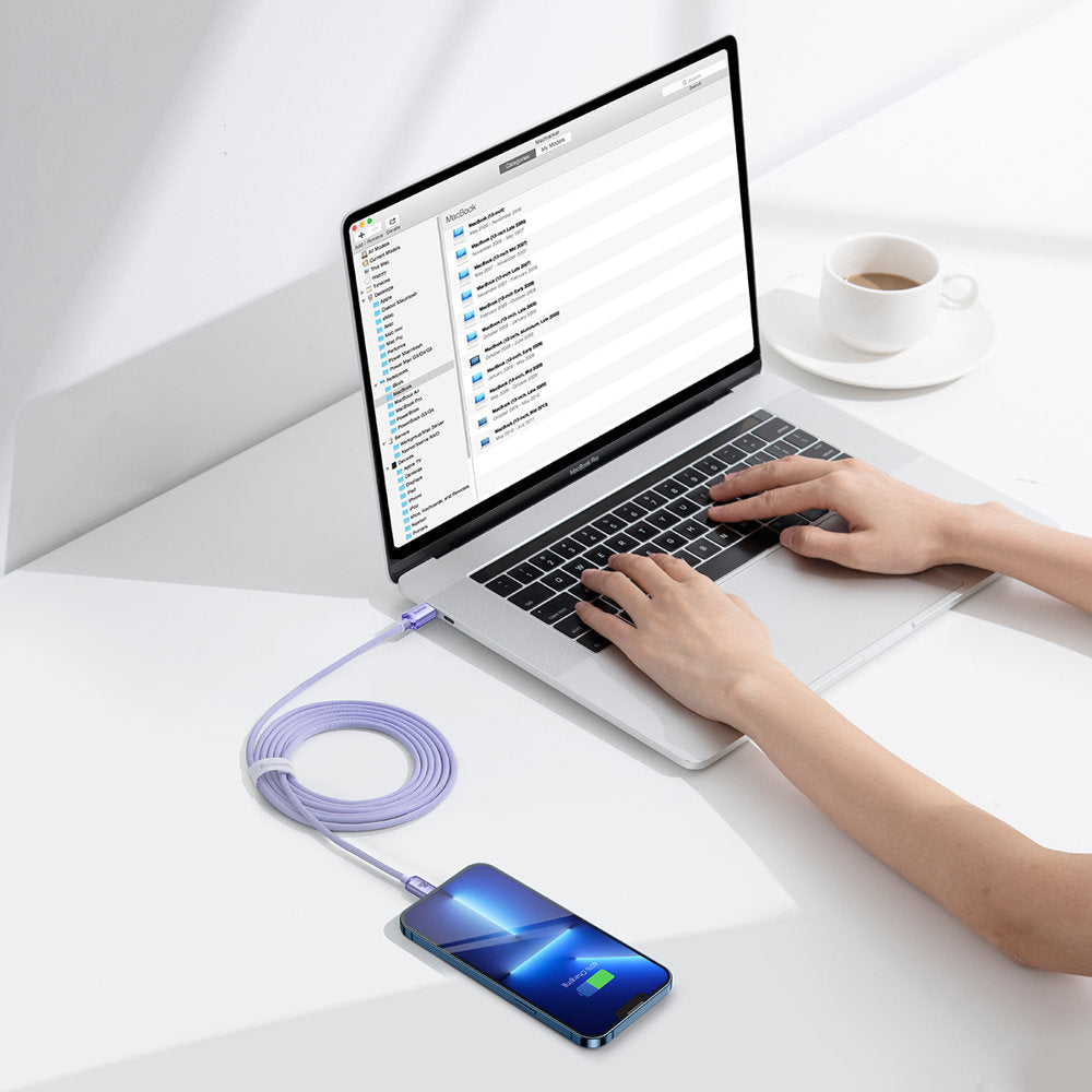 USB-C - Lightning Baseus Crystal Shine -sarjan data- ja latauskaapeli, 20W, 2m, Violetti CAJY000305