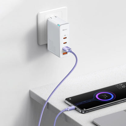 USB-A - USB-C Baseus Crystal Shine Series -data- ja latauskaapeli, 100W, 2m, Violetti CAJY000505
