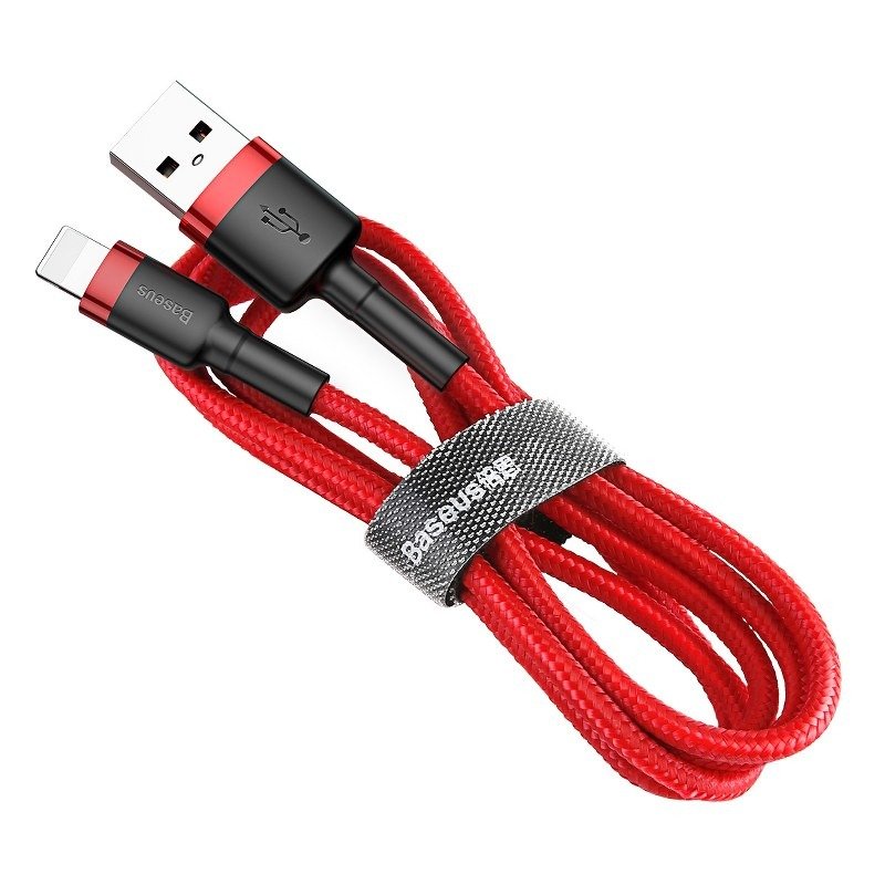 USB-A - Lightning Baseus Cafule -data- ja latauskaapeli, 18W, 1m, Punainen CALKLF-B09