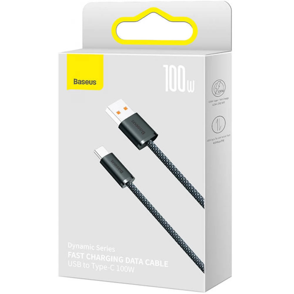 USB-A - USB-C -lataus- ja tiedonsiirtokaapeli Baseus Dynamic Series, 100W, 2m, harmaa CALD000716