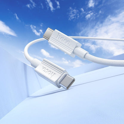 USB-C - USB-C HOCO X107 Data- ja latauskaapeli, 60W, 1m, Valkoinen
