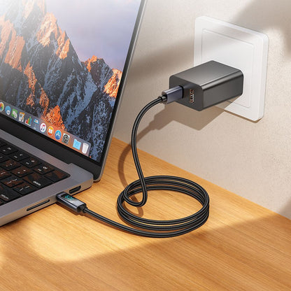 USB-C - USB-C HOCO Display X112 -data- ja latauskaapeli, 60W, 1m, Musta