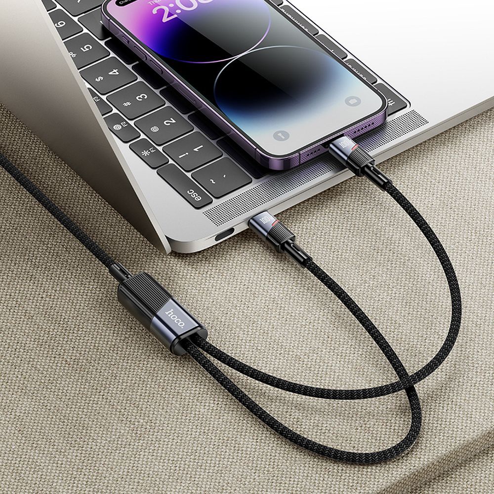 USB-C - Lightning / USB-C HOCO U139 2in1 -kaapeli, 100W, 1.2m, Musta