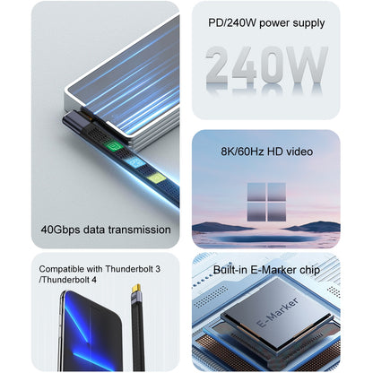 USB-C Data and Charging Cable - USB-C OEM Angled 8K Video Version 3, 240W, 0.15m, Black