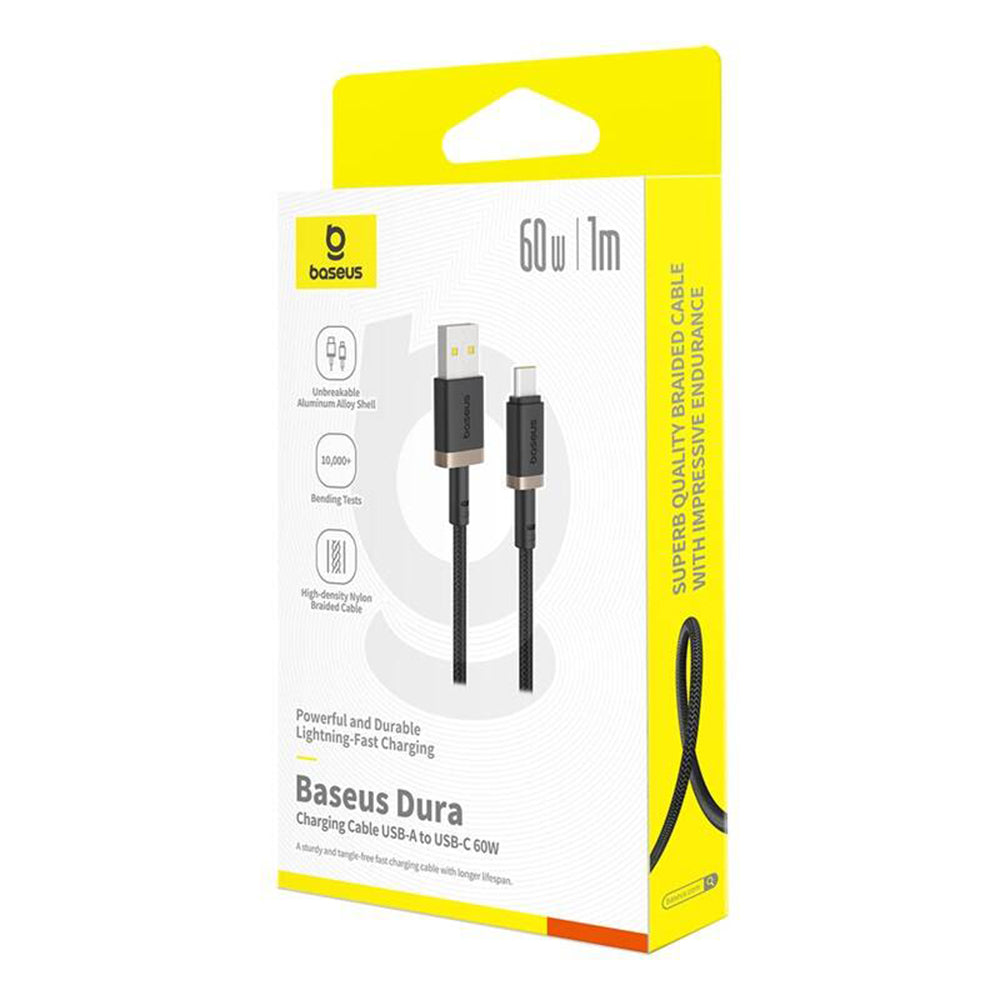 Baseus Dura Series USB-A - USB-C Data ja Latauskaapeli, 60W, 1m, Kulta P10377802U01-00