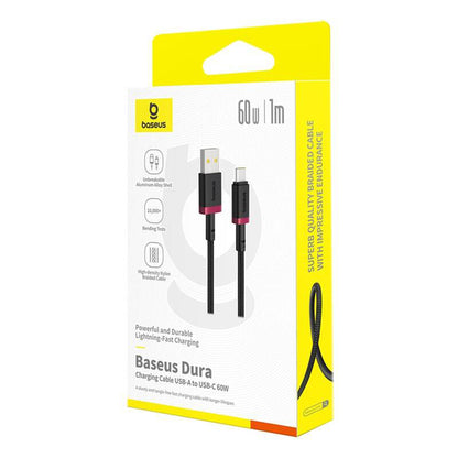 Baseus Dura Series USB-A - USB-C -data- ja latauskaapeli, 60W, 1m, Punainen P10377802U01-01