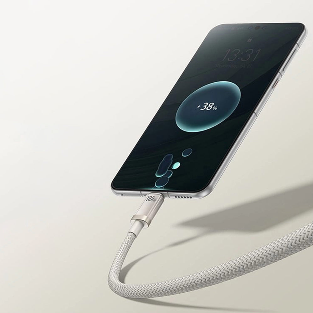 USB-A - USB-C Baseus Titanium -data- ja latauskaapeli, 100W, 2m, Hopea P10378102G21-02