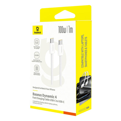 USB-C - USB-C Baseus Dynamic 4 Series -kaapeli, 100W, 1m, Valkoinen P10381400211-00