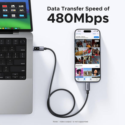 USB-C - USB-C UGREEN L509 Data- ja latauskaapeli, 100W, 1m, Harmaa