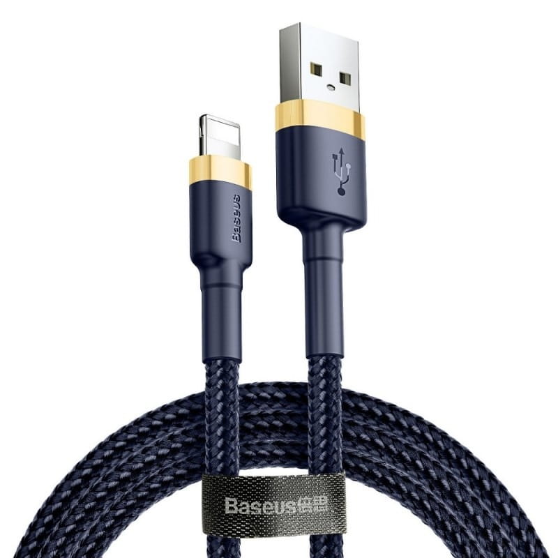 USB-A - Lightning Baseus Cafule -data- ja latauskaapeli, 18W, 2m, Tummansininen CALKLF-CV3