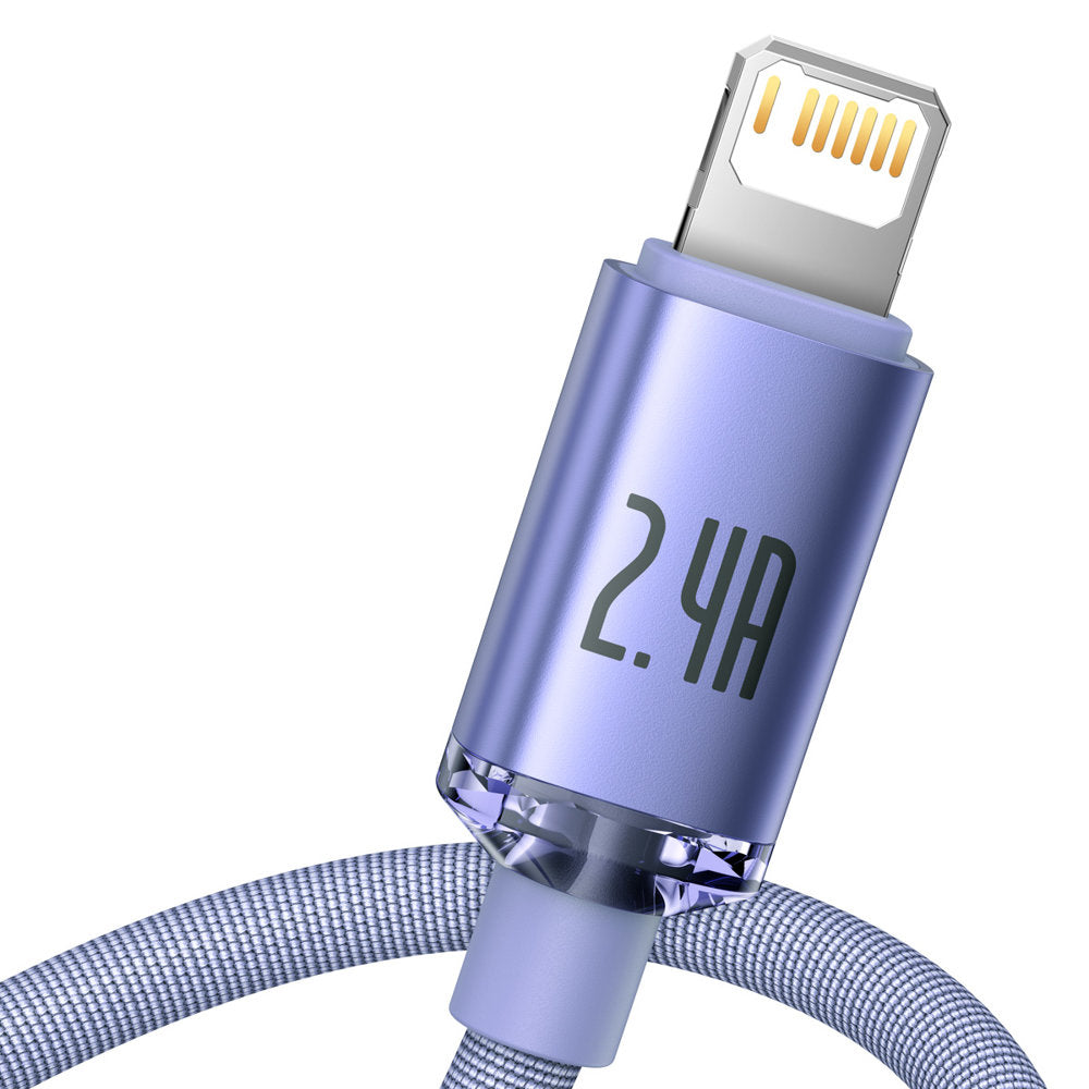 USB-A - Lightning Baseus Crystal Shine Series -kaapeli, 18W, 2m, Violetti CAJY000105