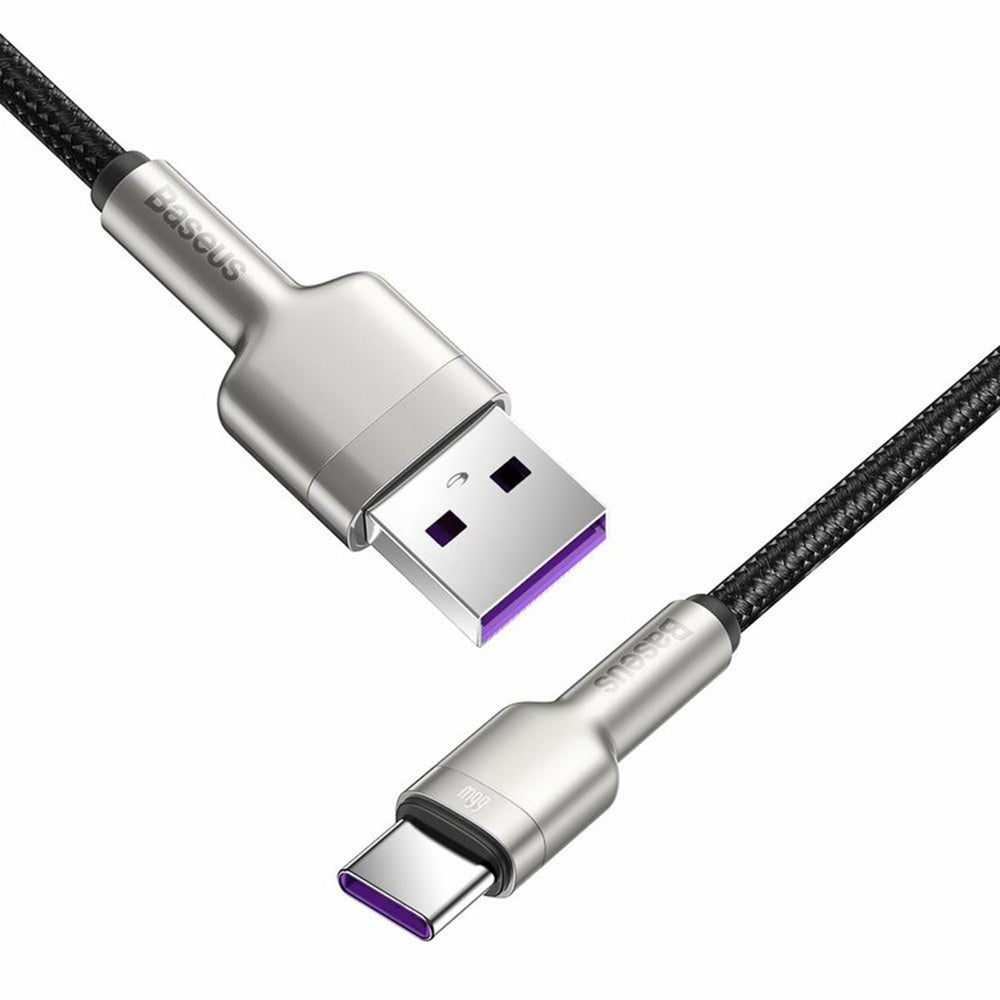 USB-A - USB-C Baseus Cafule Metal Series -data- ja latauskaapeli, 66W, 2m, Musta CAKF000201