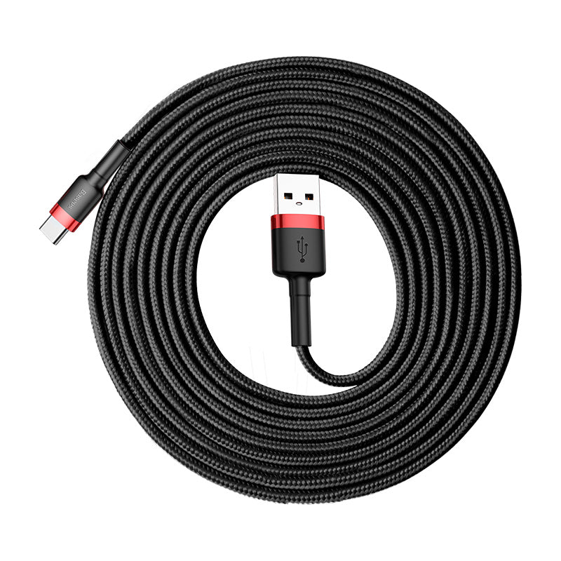 USB-A - USB-C Baseus Cafule -data- ja latauskaapeli, 18W, 3m, Punainen CATKLF-U91