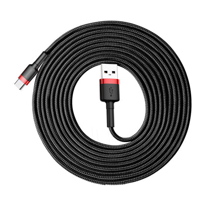 USB-A - USB-C Baseus Cafule -data- ja latauskaapeli, 18W, 3m, Punainen CATKLF-U91