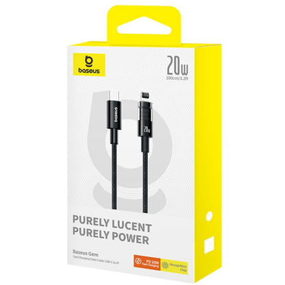 USB-C - Lightning Baseus Gem -data- ja latauskaapeli, 20W, 1m, Musta P10373001111-00