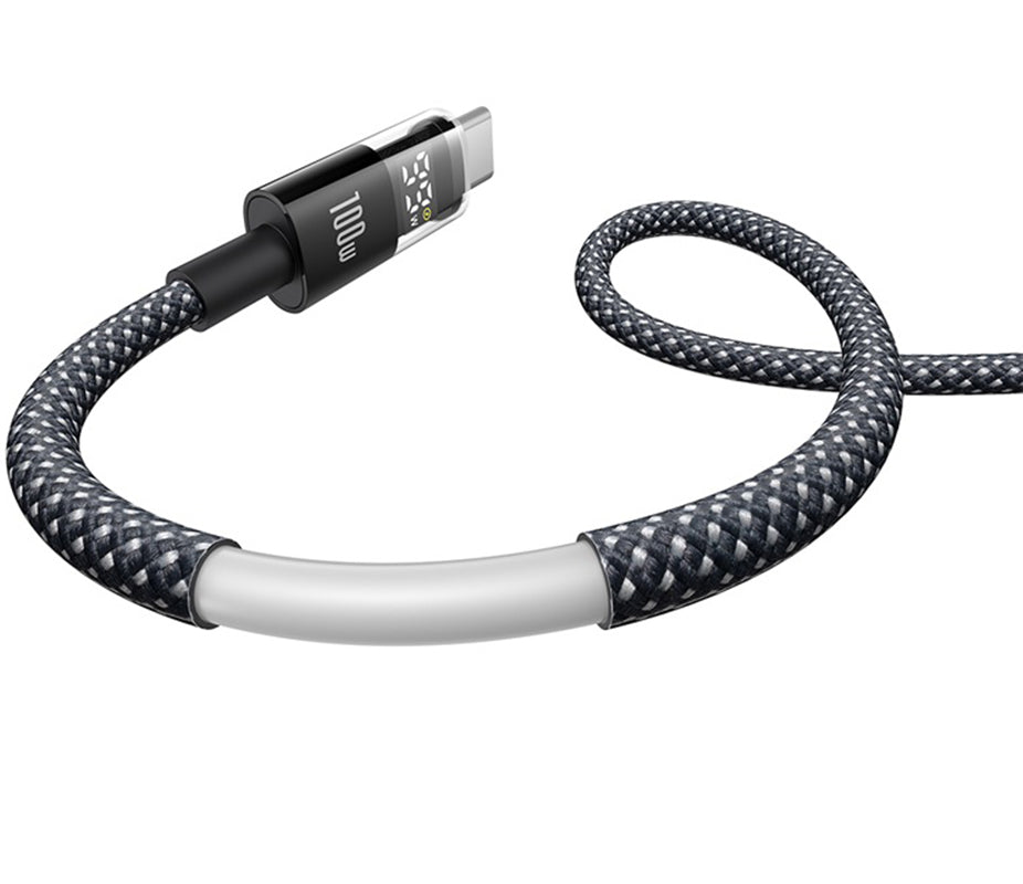 USB-A - USB-C Baseus Display 2 -data- ja latauskaapeli, 100W, 1m, Musta P10382701121-00