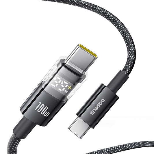 USB-C - USB-C Baseus Display 2 -data- ja latauskaapeli, 100W, 1m, Musta P10382702121-00