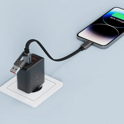 USB-C - USB-A / USB-C Acefast C13-05 -kaapeli, 60W, 0.2m, Musta