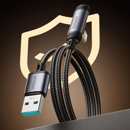USB-A - Lightning Joyroom S-A56 EnjoyX Angled -data- ja latauskaapeli, 18W, 1.2m, Musta