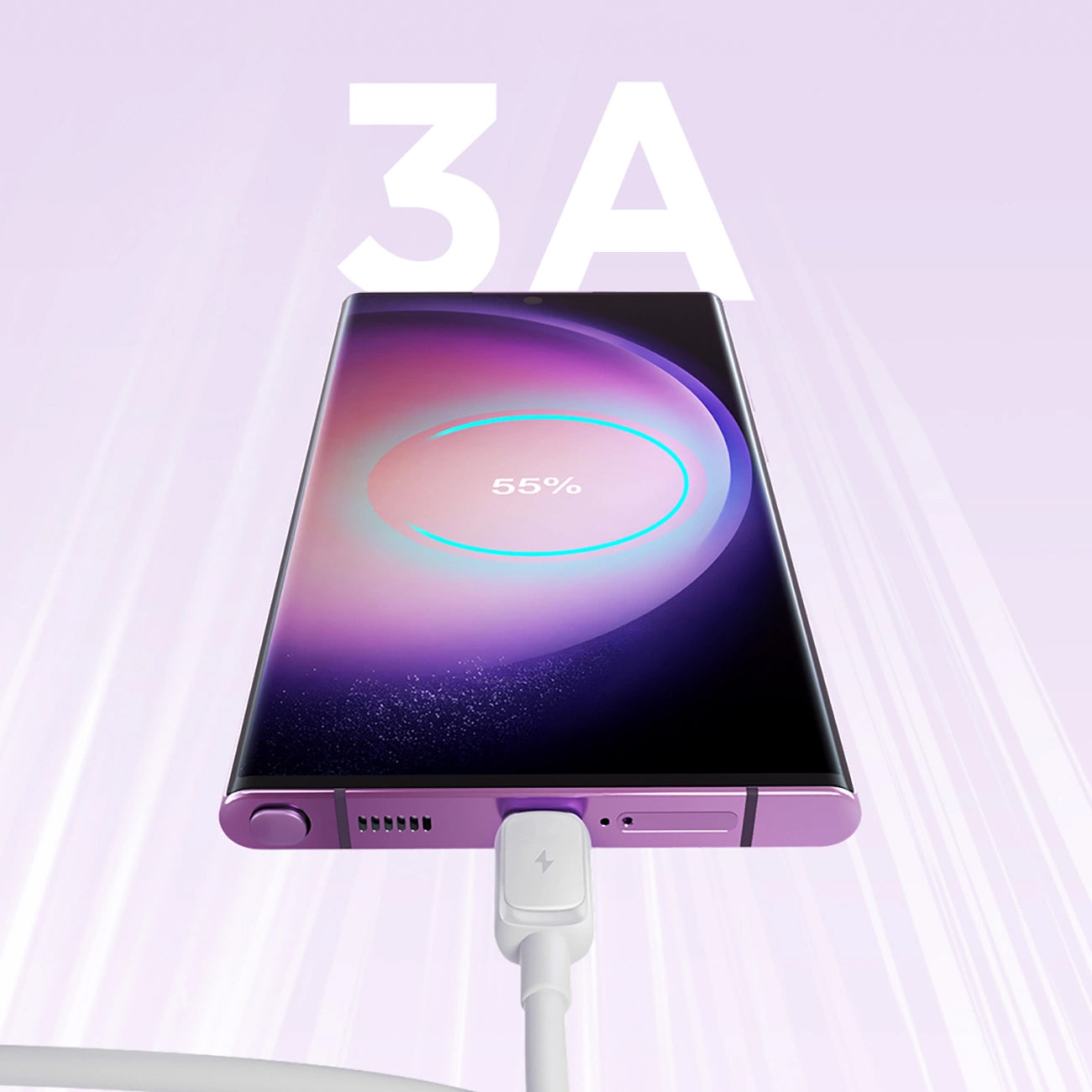 USB-A - USB-C Joyroom S-A14 Data- ja Latauskaapeli, 20W, 1.2m, Valkoinen