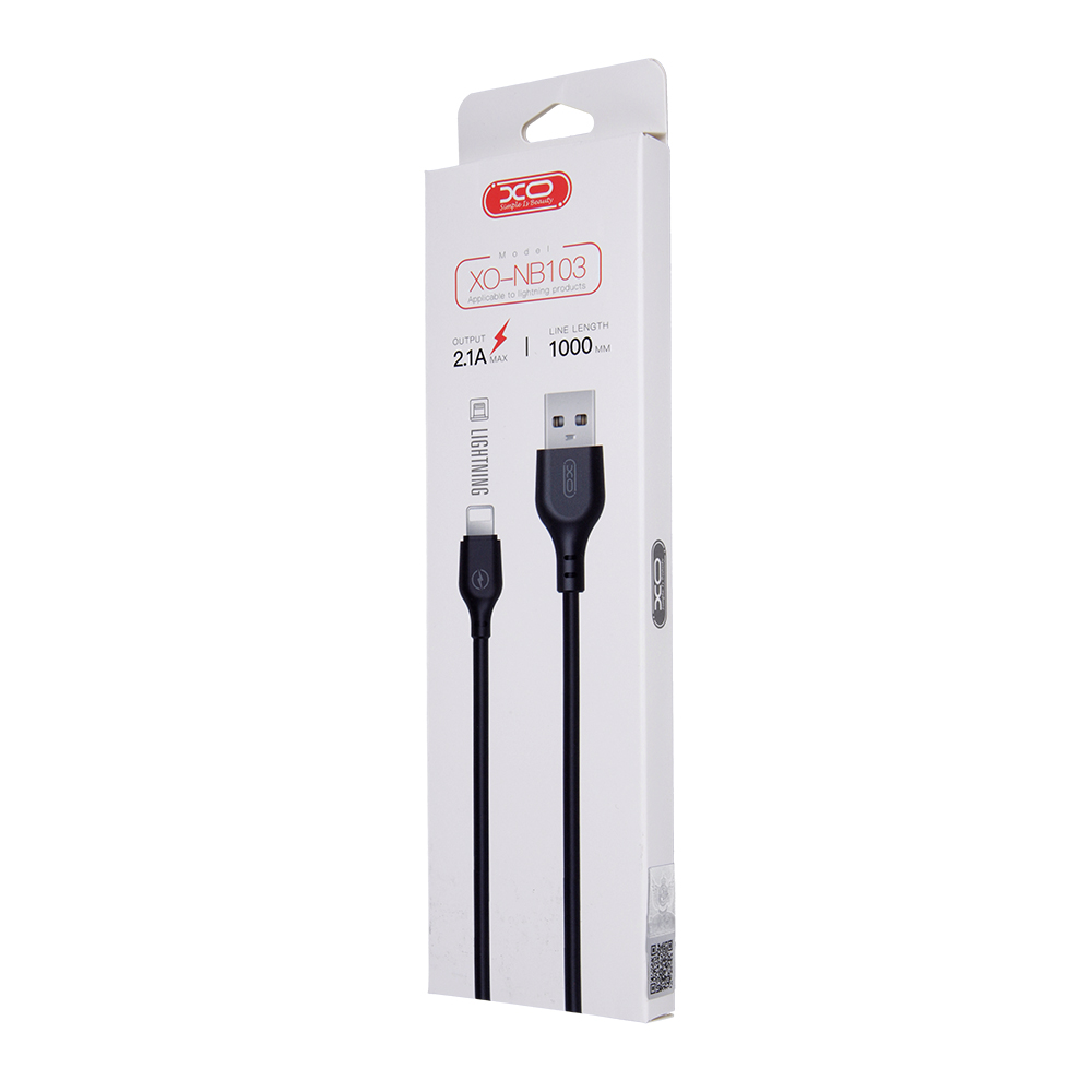 USB-A - Lightning XO Design NB103 -data- ja latauskaapeli, 18W, 1m, Musta