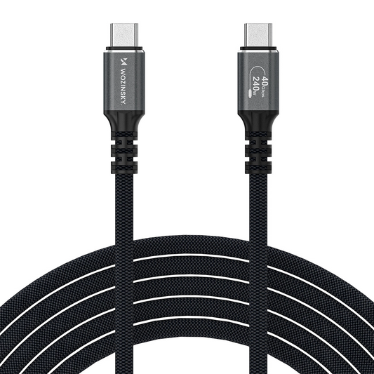 USB-C - USB-C Data- ja Latauskaapeli WZK WPS-UY42S, 240W, 2m, Musta