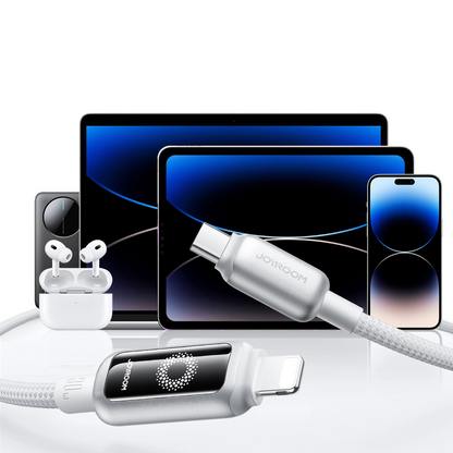 USB-C - Lightning Joyroom S-A55 StarFlight Display -kaapeli, 30W, 1.2m, Valkoinen