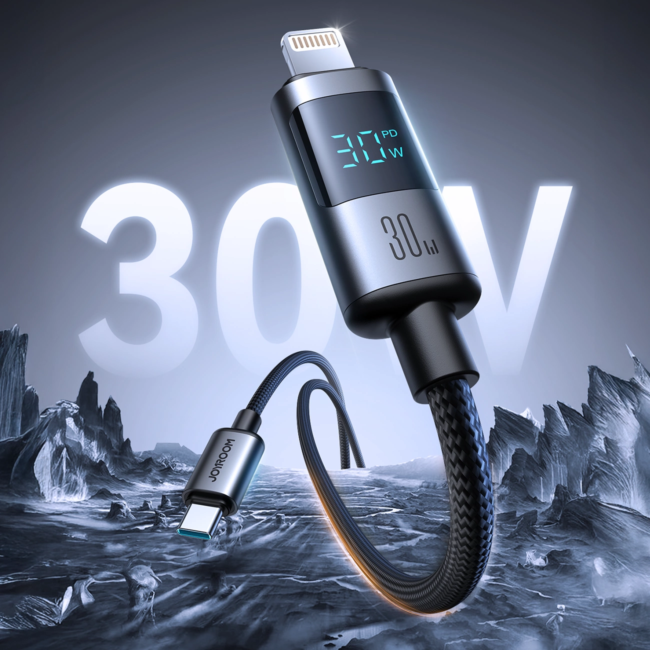 USB-C - Lightning Joyroom S-A16 Pro Prism Display -kaapeli, 30W, 1.2m, Musta
