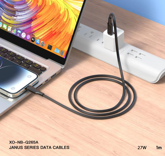 USB-C - Lightning -lataus- ja tiedonsiirtokaapeli XO Design NB-Q265A, 27W, 1m, Musta