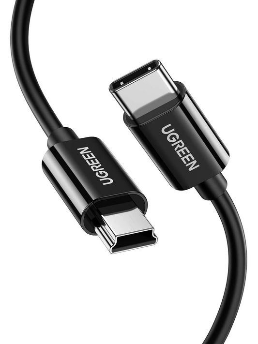 USB-C - miniUSB UGREEN US242 -data- ja latauskaapeli, 18W, 1m, Musta