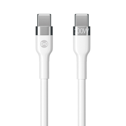 USB-C - USB-C Forever Flexible -data- ja latauskaapeli, 100W, 2m, Valkoinen