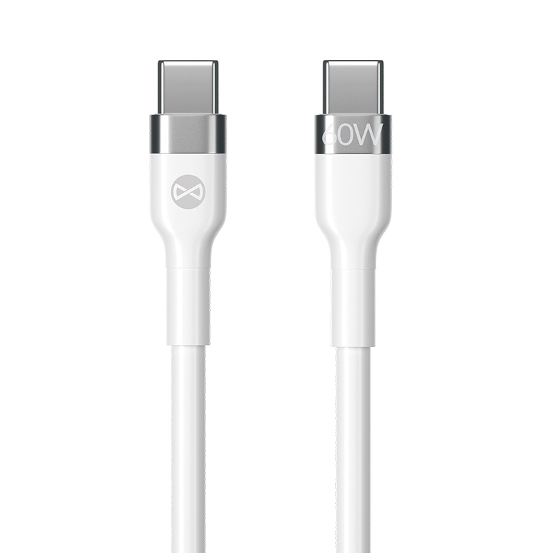 USB-C - USB-C Forever Flexible -data- ja latauskaapeli, 60W, 2m, Valkoinen