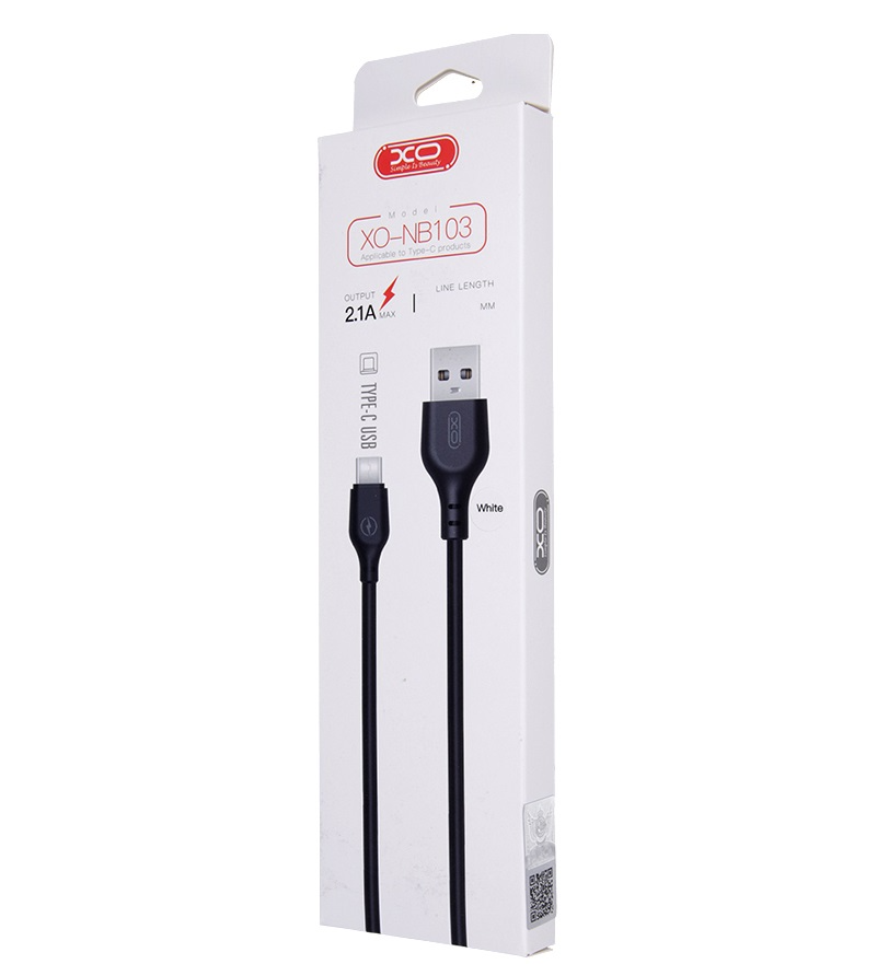 USB-A - USB-C -lataus- ja tiedonsiirtokaapeli XO Design NB103, 18W, 2m, Musta