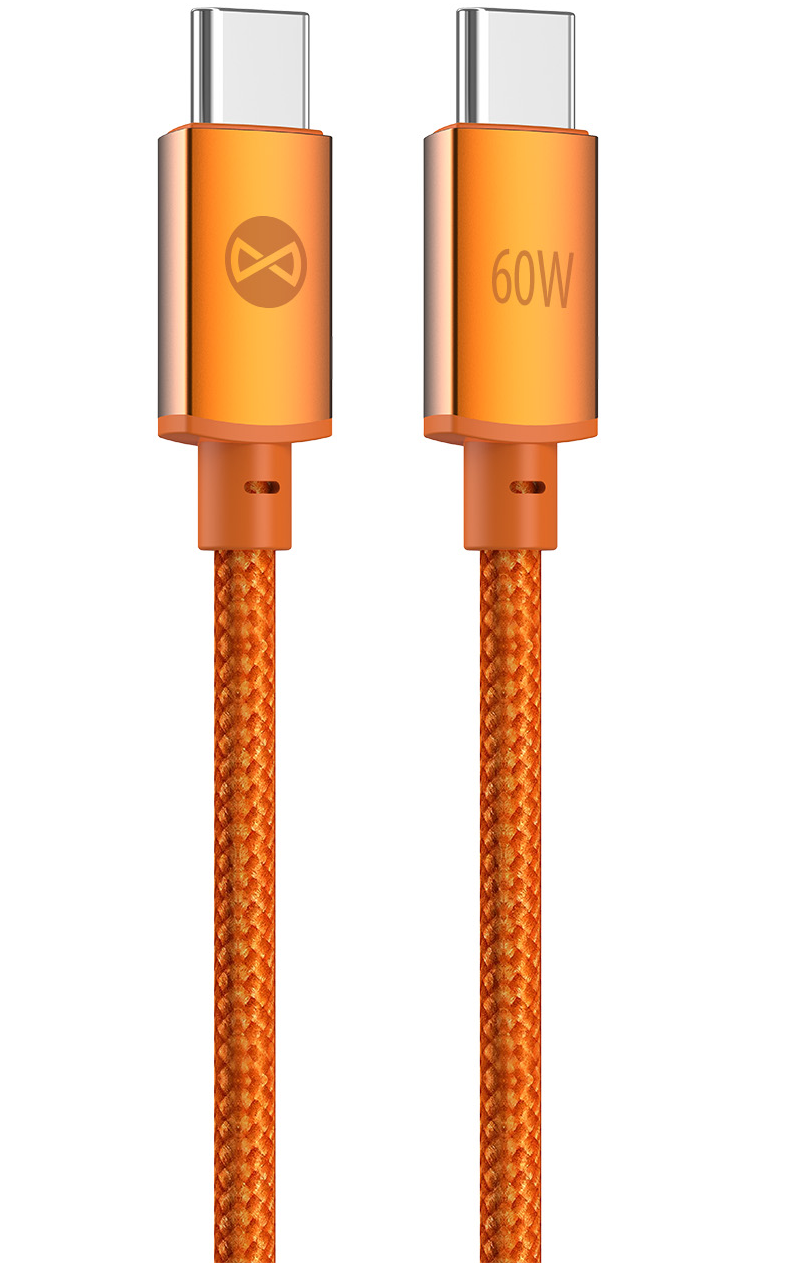 USB-C-tietojen ja latauksen kaapeli - USB-C Forever Saffron, 60W, 1m, Oranssi