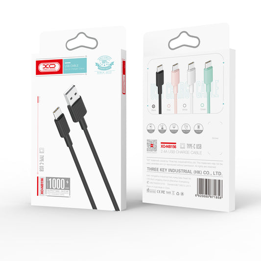 USB-A - USB-C -lataus- ja tiedonsiirtokaapeli XO Design NB156, 18W, 1m, Musta